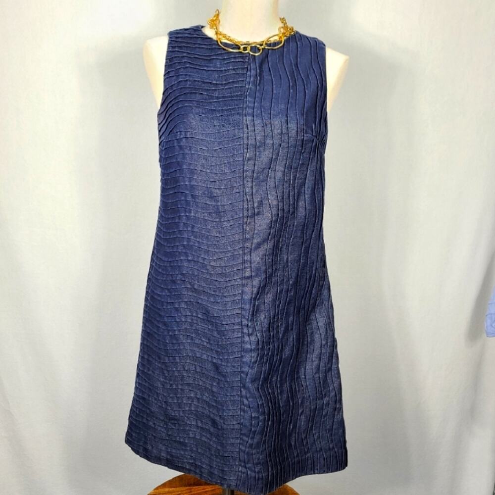 Lotus Grace Denim Pinch Pleat Dress SZ 4